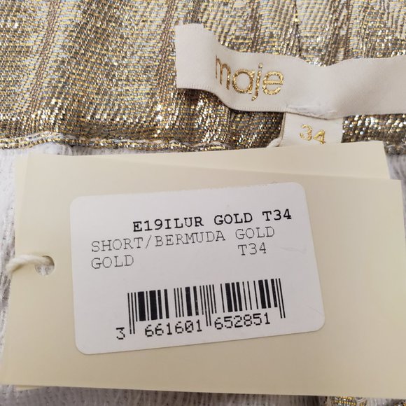 Maje Metallic Silk Blend Short Sz XS  NWT - Picture 9 of 11